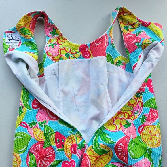 LILLY PULITZER Vintage Mini Dress Tutti Fruity Print Sleeveless Sheath Colorful - Picture 6 of 9